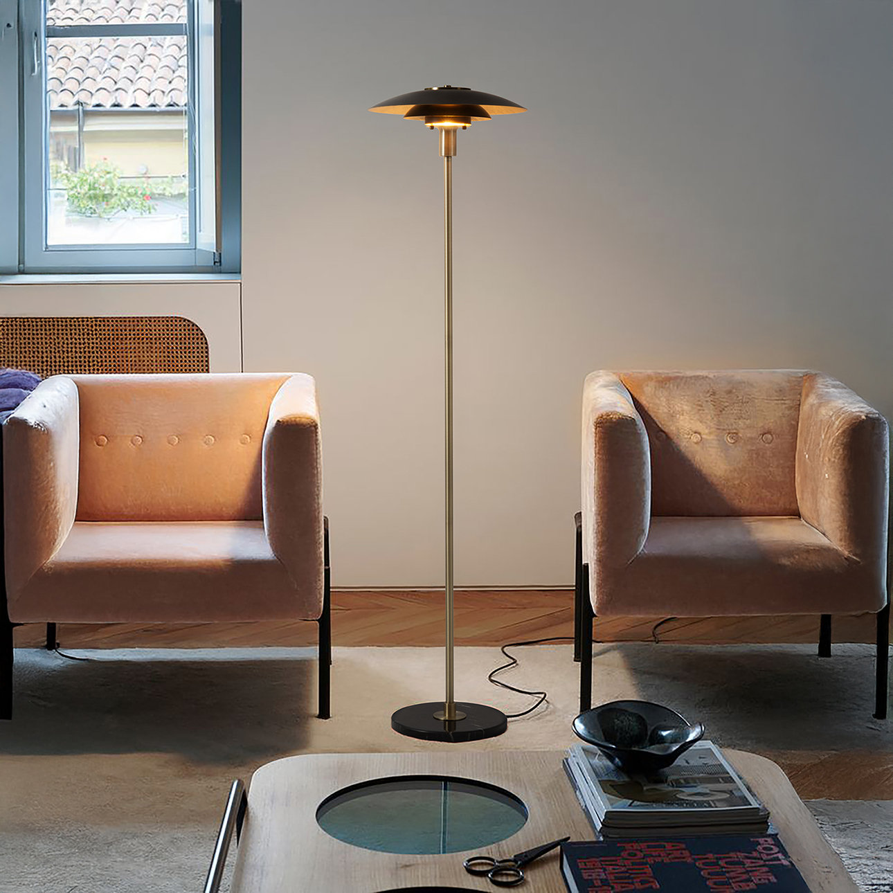 Nova of California Rancho Mirage Floor Lamp - Matte Black & Gold